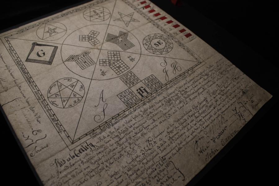 Chart containing masonic symbolism drawn by William Finch and converted into a certificate